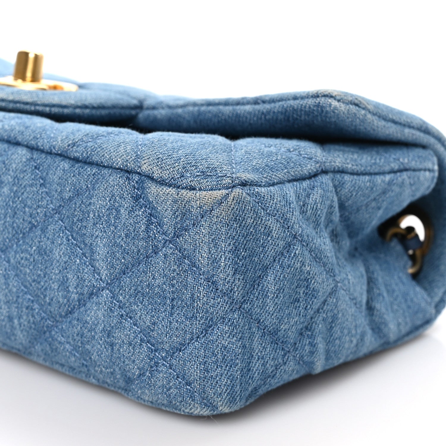 Chanel Denim Quilted Mini Pearl Crush Rectangular Flap Blue 10 of 12