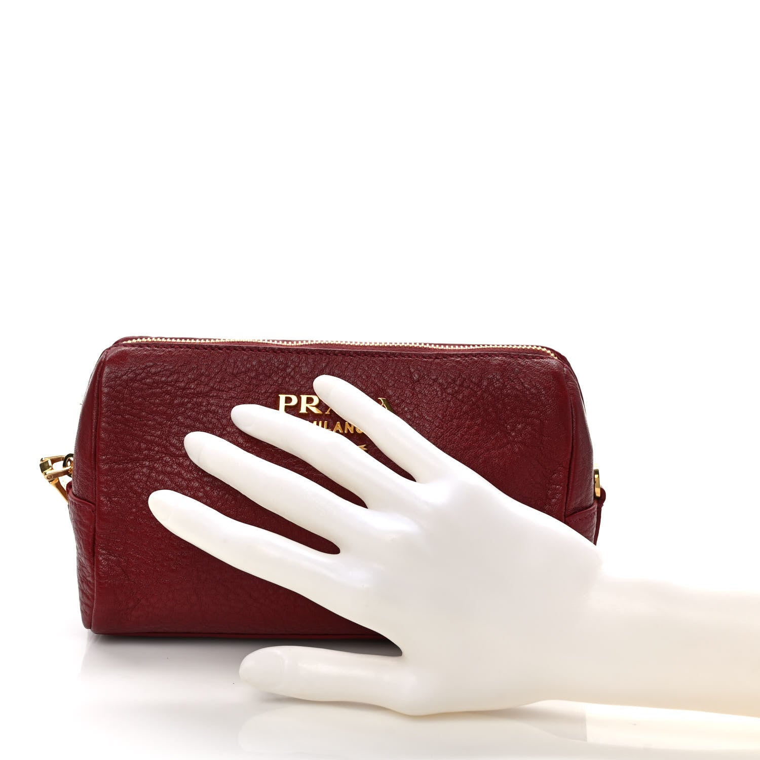Prada Vitello Daino Cosmetic Pouch Rubino 2 of 10