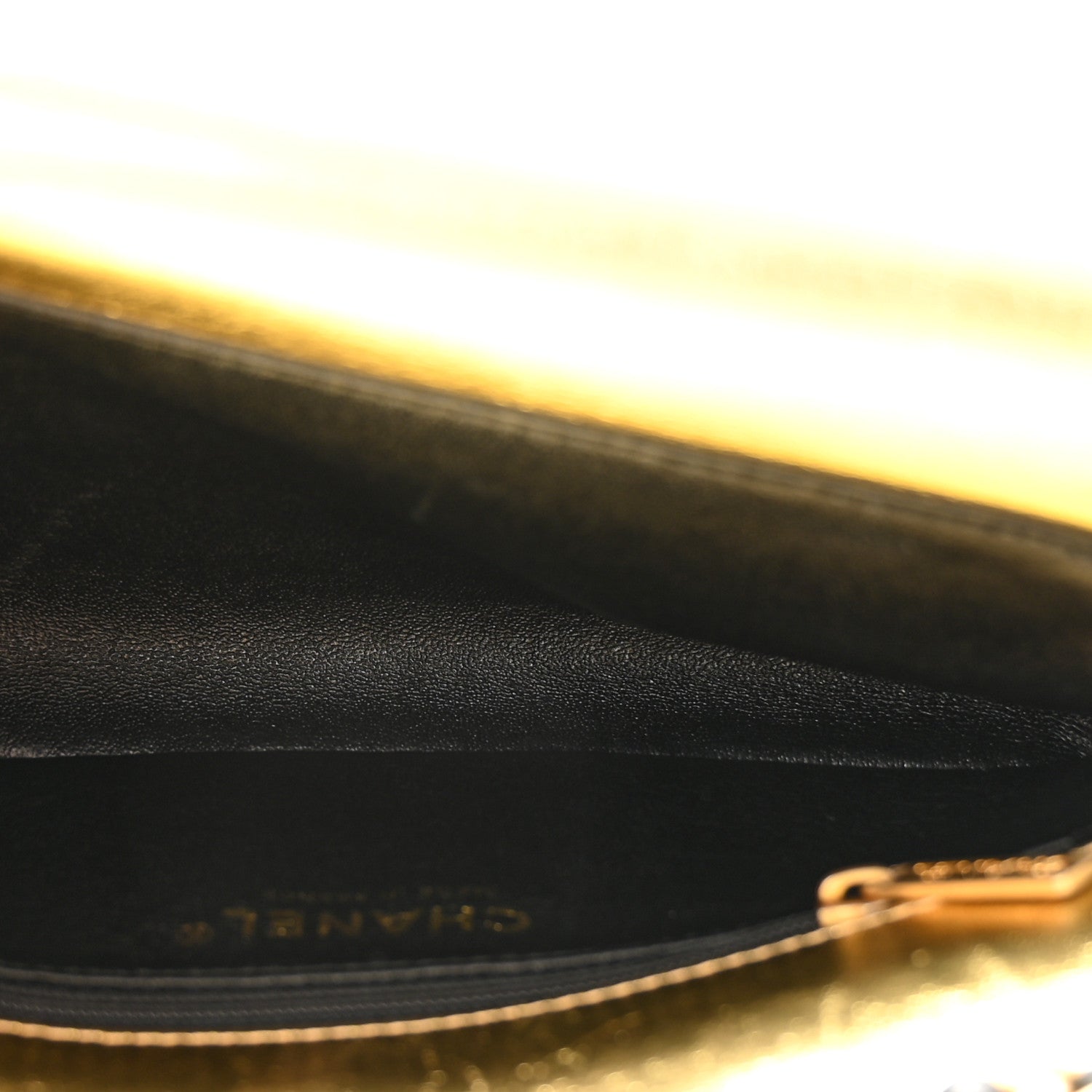 Chanel Lambskin Metallic Quilted Small CC Chic Double Flap Black Gold 6 of 12