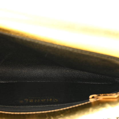 Chanel Lambskin Metallic Quilted Small CC Chic Double Flap Black Gold 6 of 12