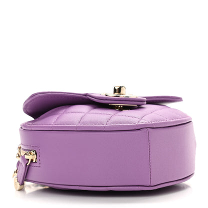 Chanel Lambskin Quilted CC In Love Heart Clutch With Chain Purple 4 of 12