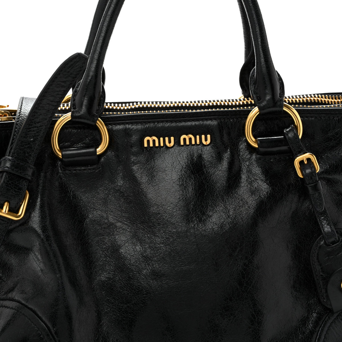 Vitello Shine Top Handle Satchel Black