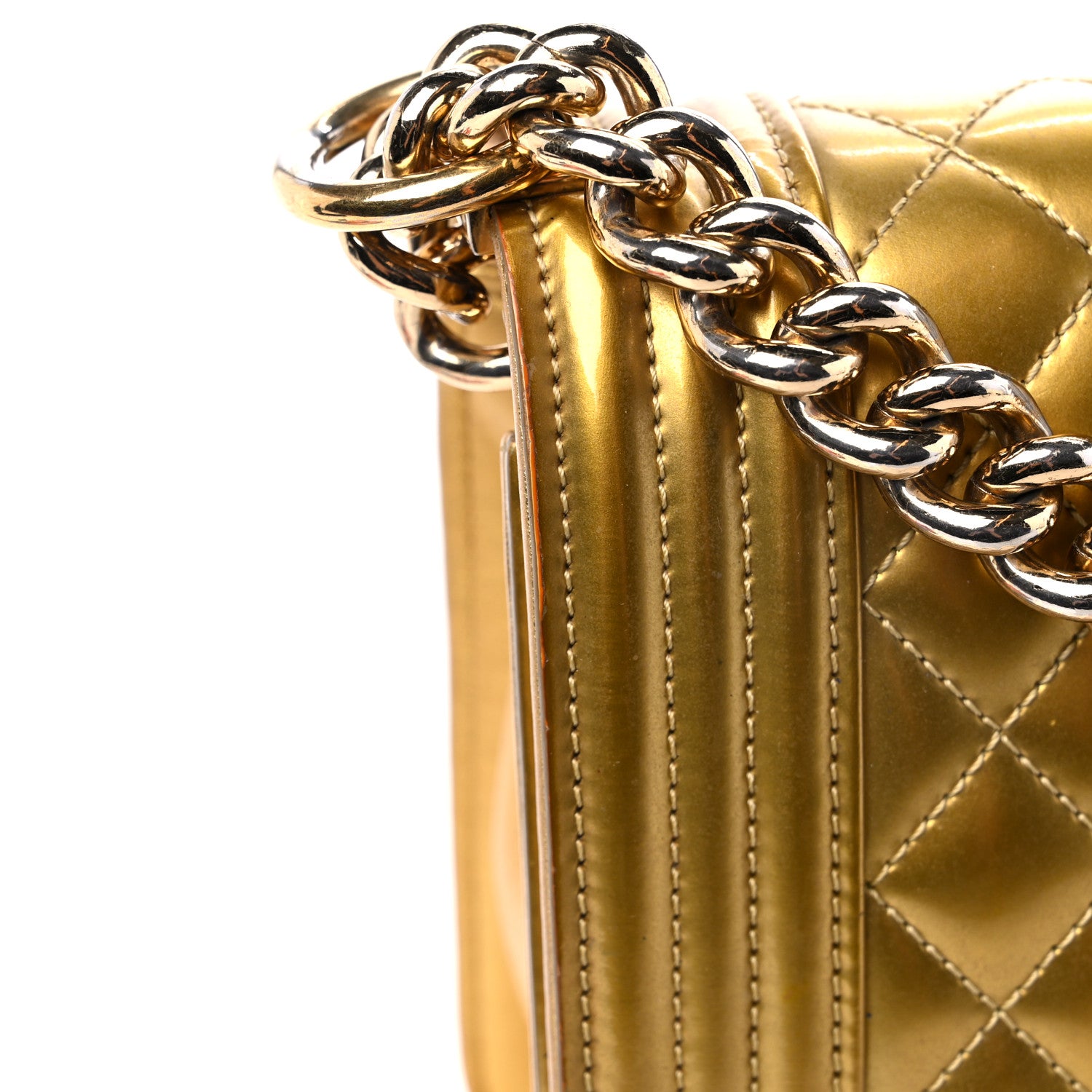Chanel Metallic Patent Calfskin Quilted Medium Boy Flap Gold 19 of 19