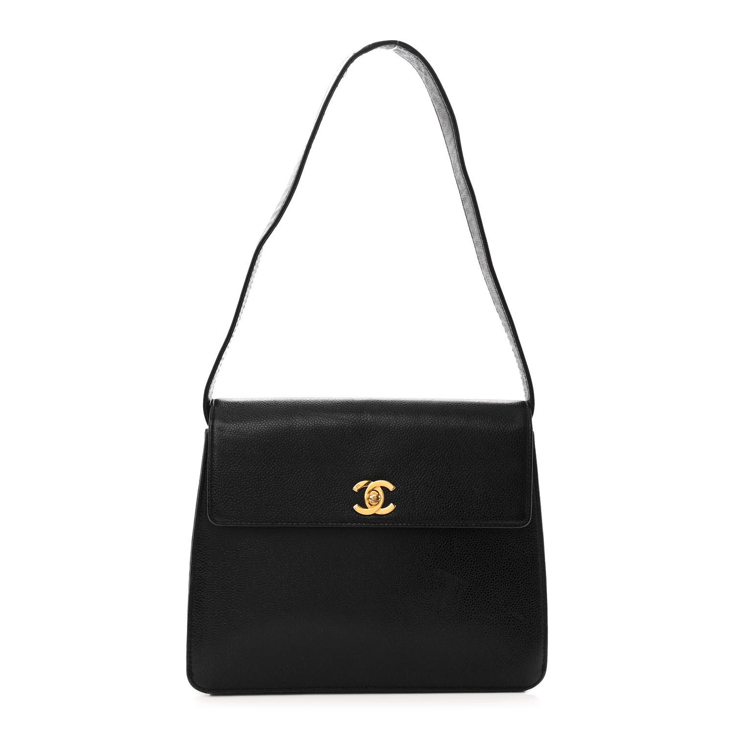Caviar Flap Shoulder Bag Black