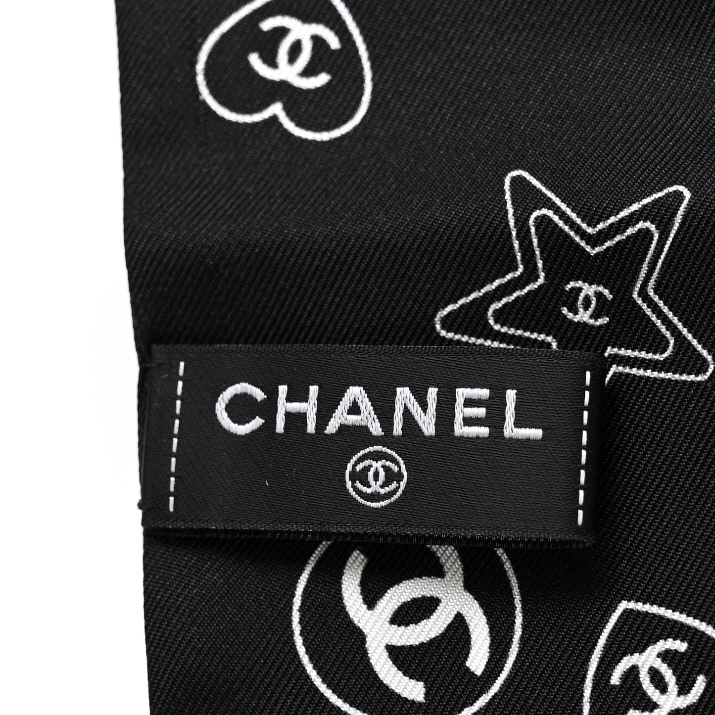 Silk Varsity Logo Slim Bandeau Scarf Black White