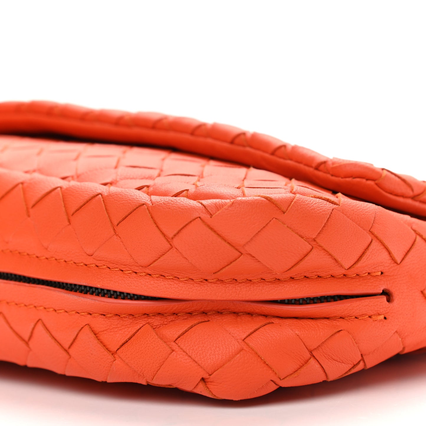 Nappa Intrecciato Small Chain Crossbody Tangerine