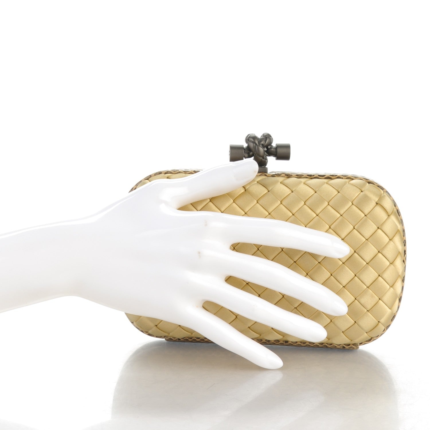Bottega Veneta Satin Intreccio Impero Ayers Knot Clutch Banane 2 of 6