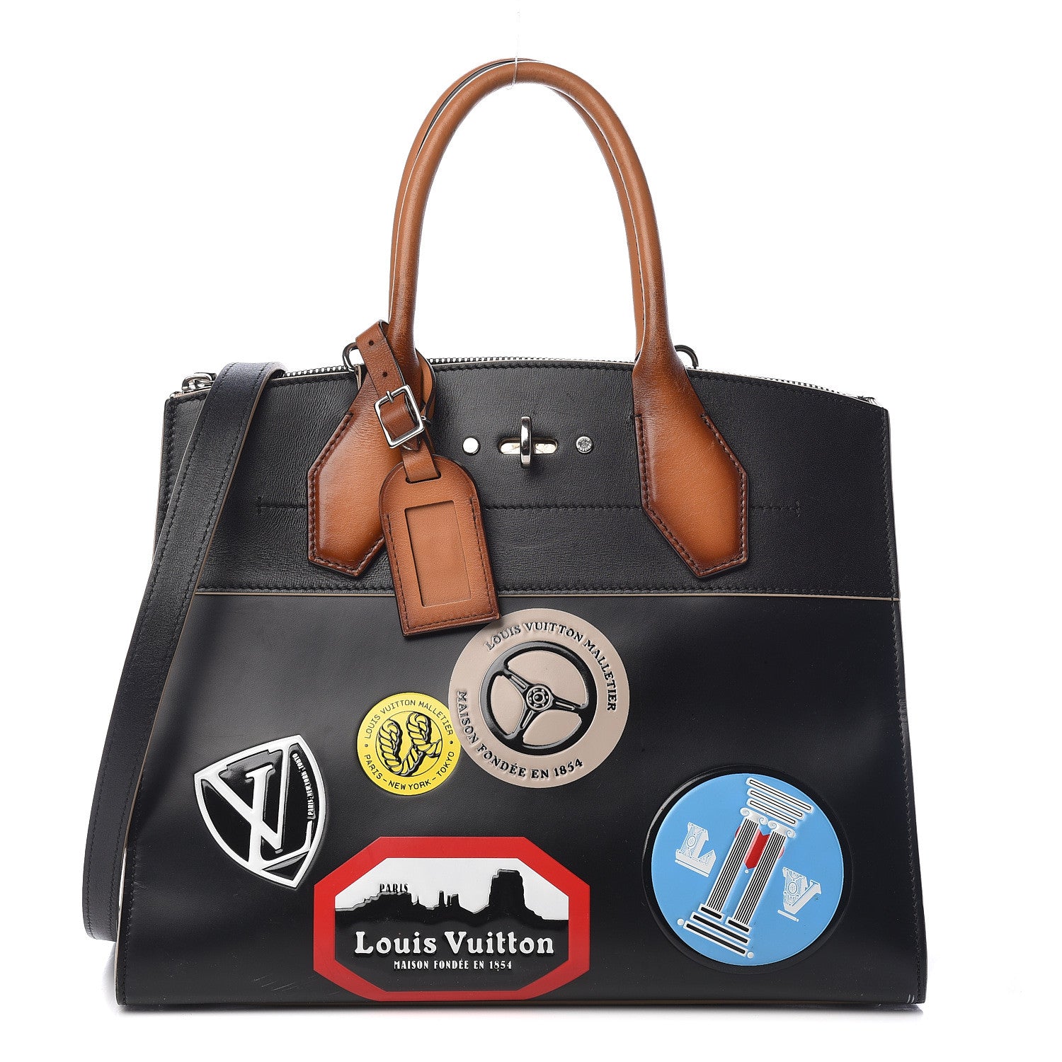 Louis Vuitton Calfskin World Tour City Steamer MM Black 1 of 27