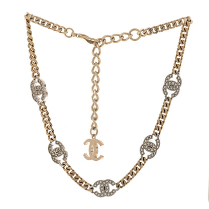 Chanel Crystal Chain CC Link Choker Gold Silver 3 of 6