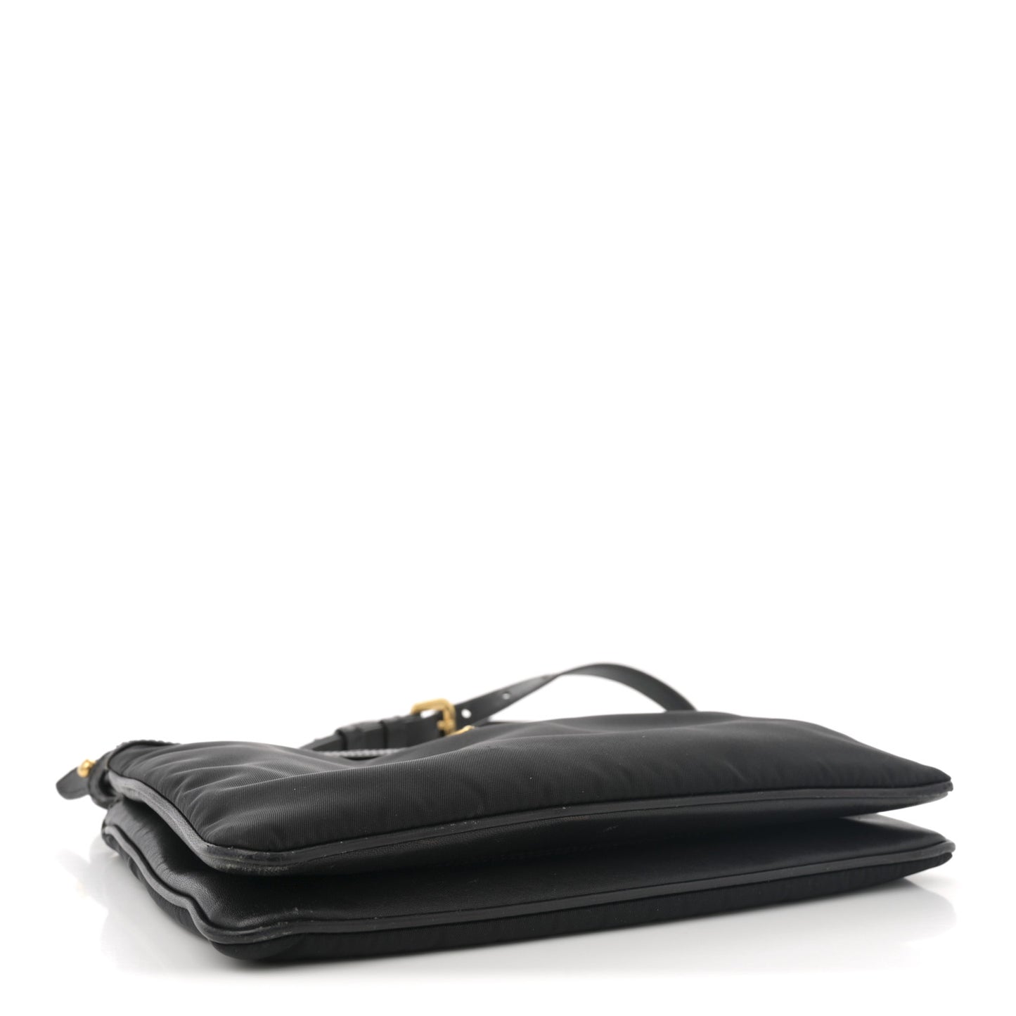 Tessuto Nylon Soft Calf Double Zip Crossbody Bag Black