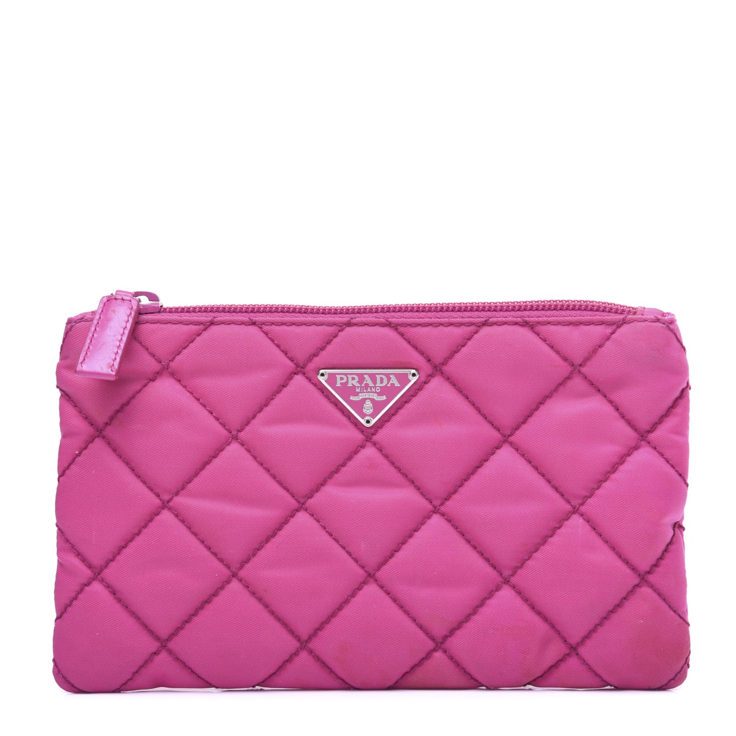Nylon Tessuto Impuntu Pouch Fuxia