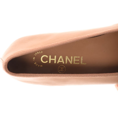 Chanel Lambskin Cap Toe Ballerina Flats 38.5 Beige Black 7 of 10