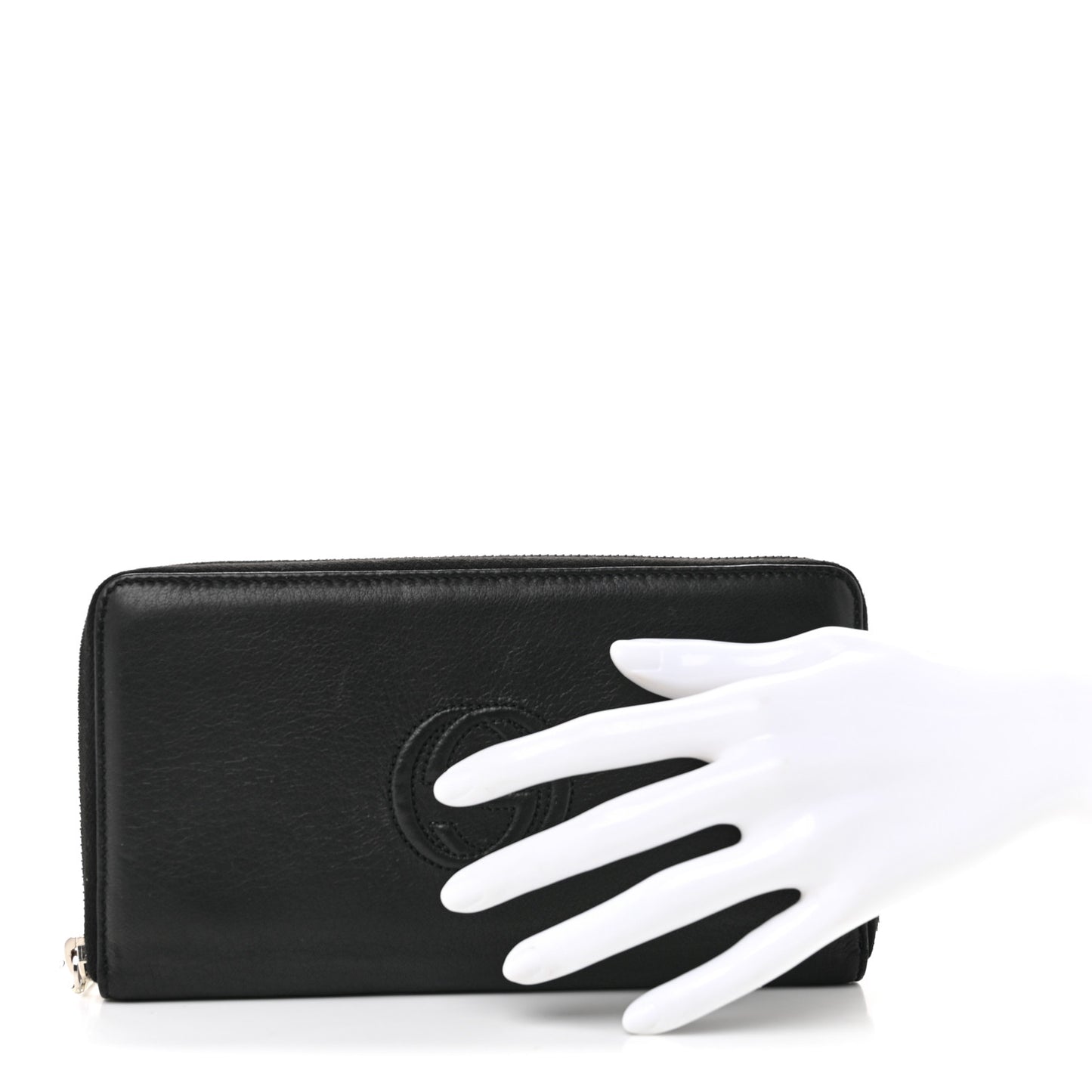 Pebbled Calfskin Soho Zip Around Wallet Black