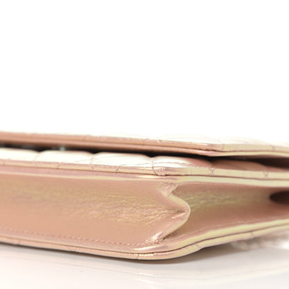Chanel Iridescent Calfskin Quilted Wallet On Chain WOC Pink 11 of 13