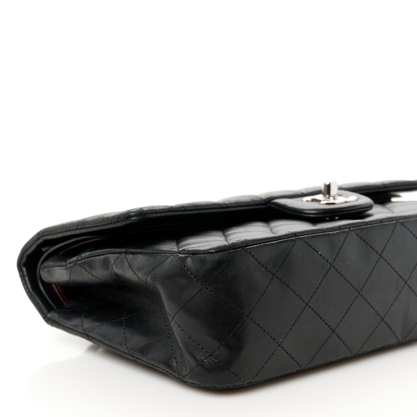 Lambskin Quilted Medium Double Flap Black