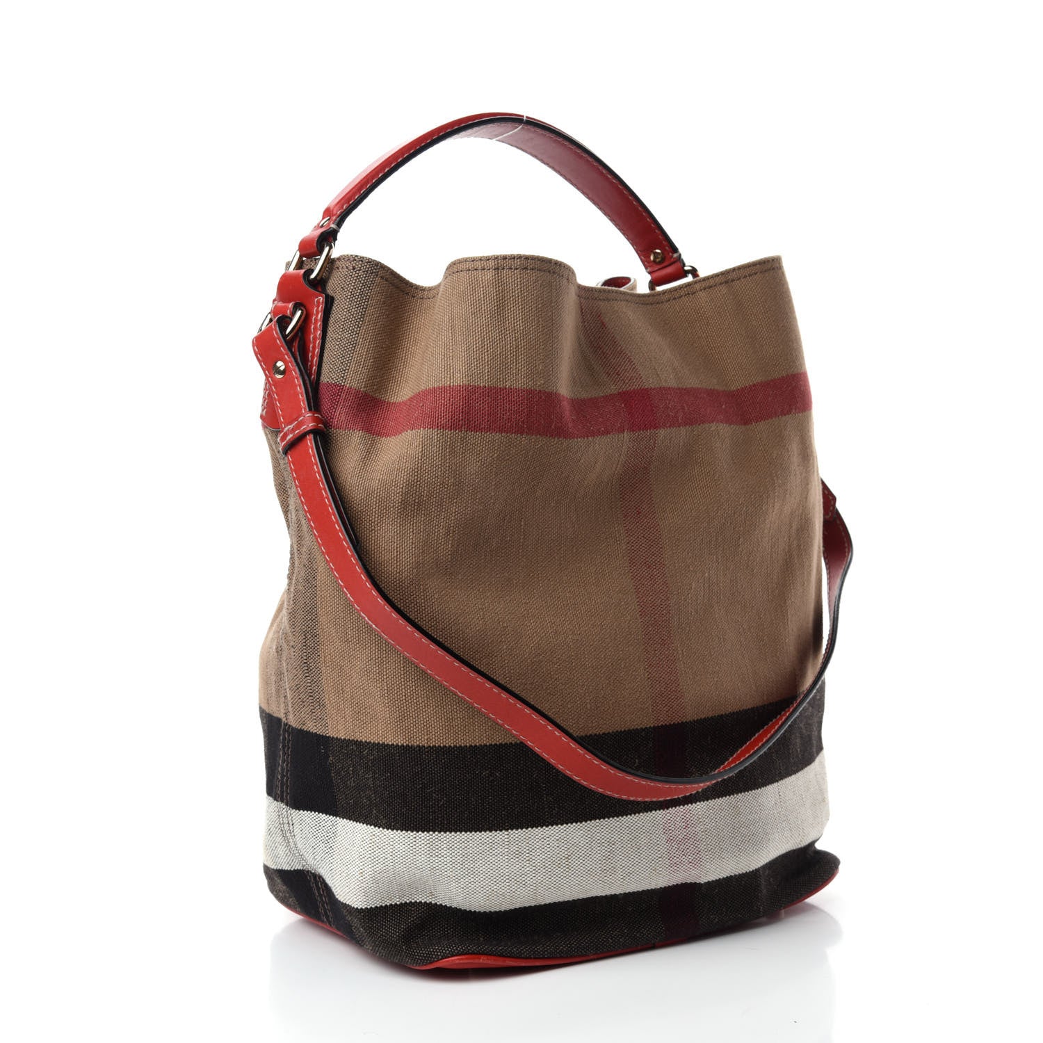 Burberry Canvas Mega Check Medium Susanna Hobo Red 3 of 11