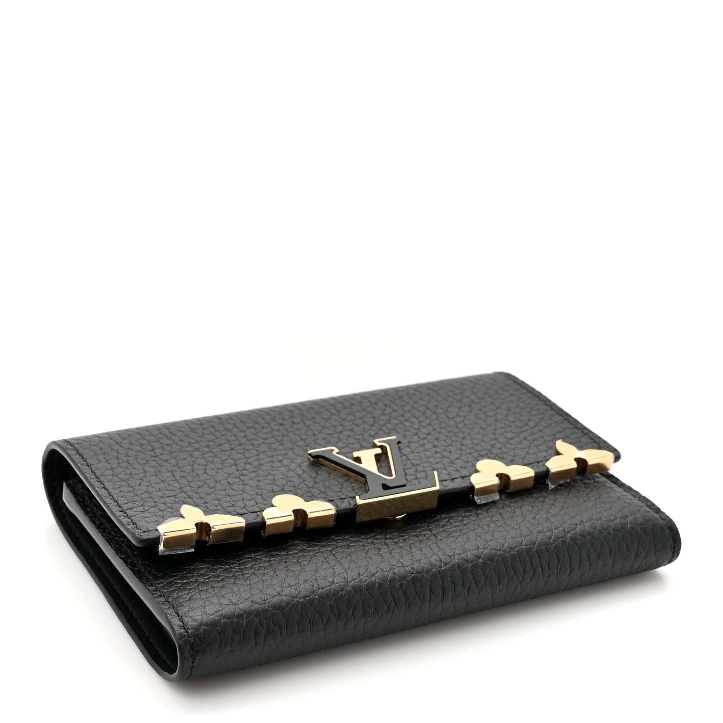 Taurillon Embellished Flower Crown Capucines Compact Wallet