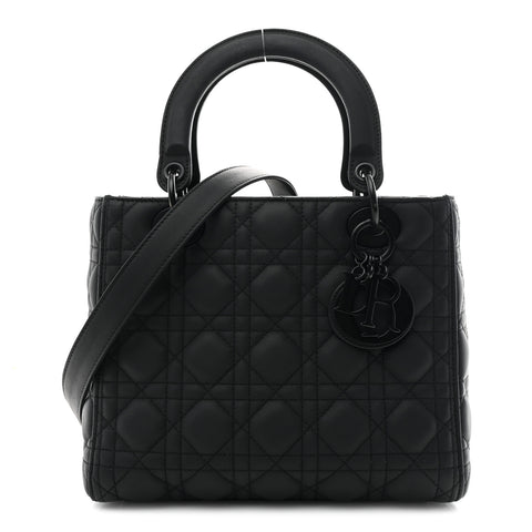 Ultra Matte Calfskin Cannage Medium Lady Dior Black