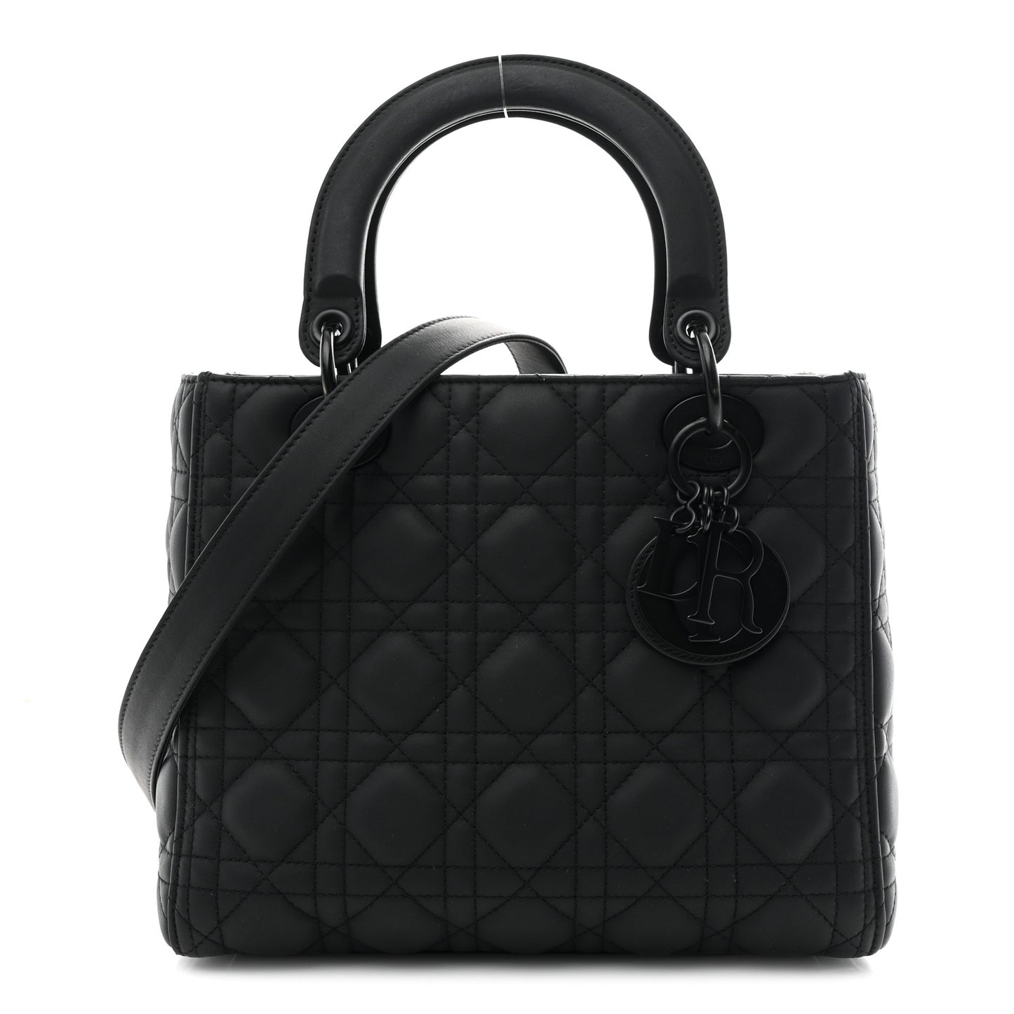 Ultra Matte Calfskin Cannage Medium Lady Dior Black