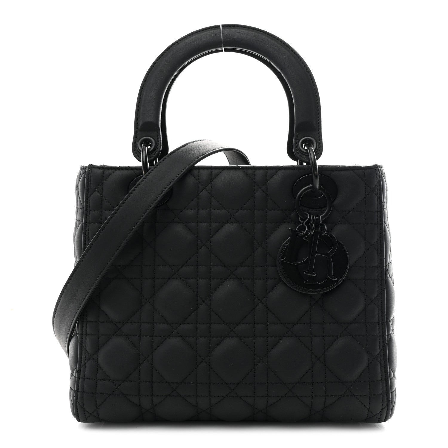 Christian Dior Ultra Matte Calfskin Cannage Medium Lady Dior Black 1 of 10