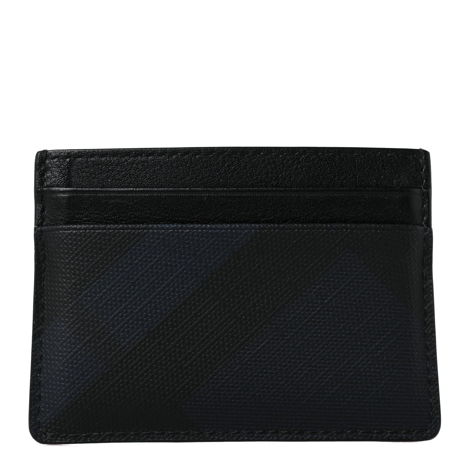Burberry Grained Calfskin London Check Card Case Navy Black 1 of 8