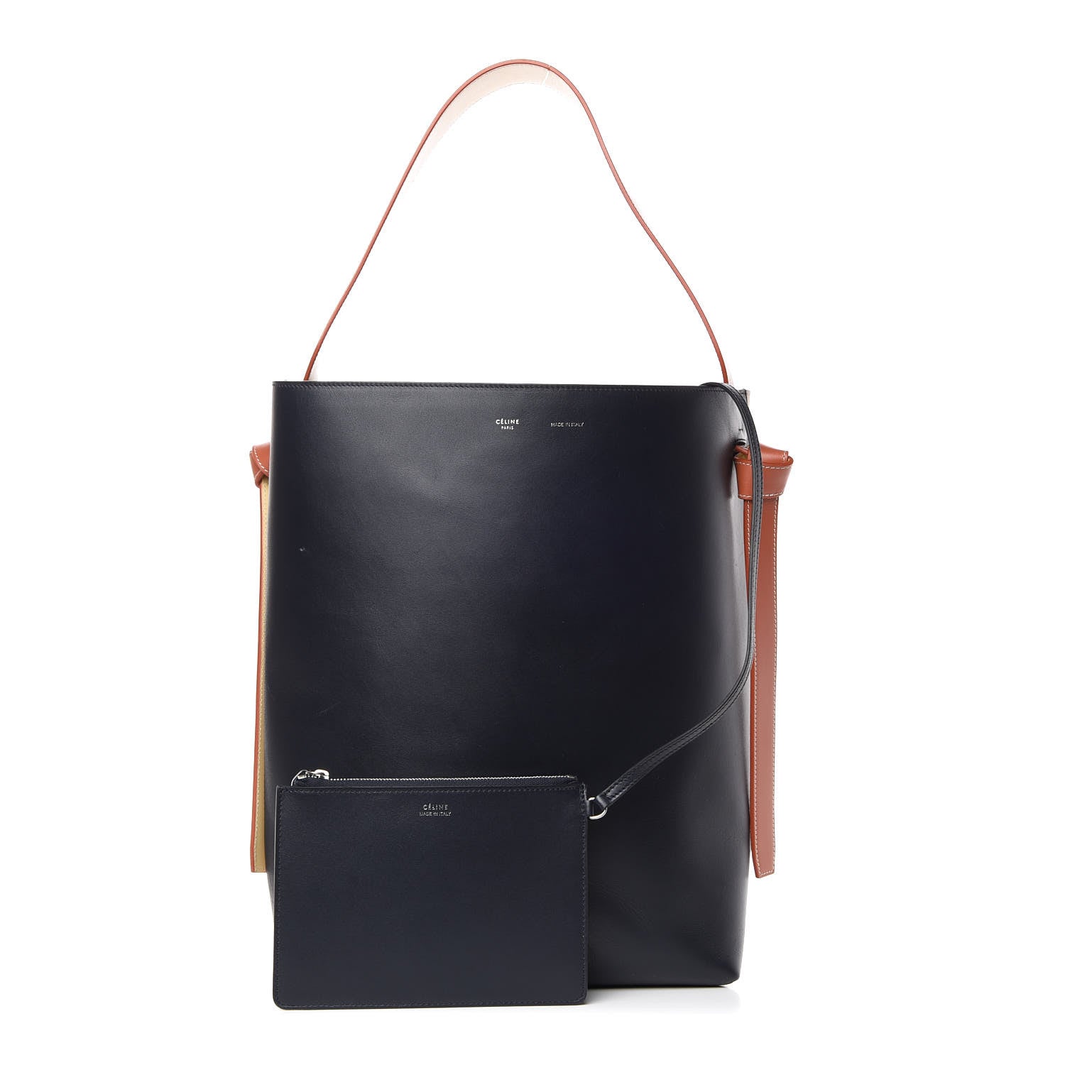 Celine Shiny Smooth Calfskin Small Twisted Cabas Navy Beige 1 of 14