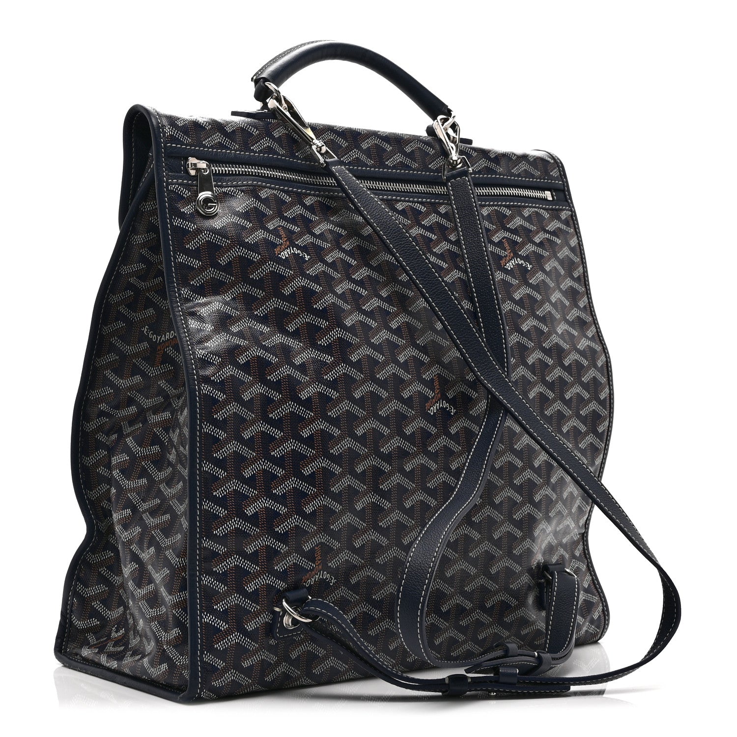 Goyard Goyardine Saint Leger Soft Briefcase Backpack Navy 1813776