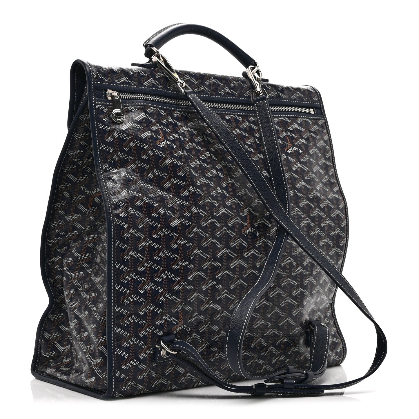 Goyardine Saint Leger Soft Briefcase Backpack Navy