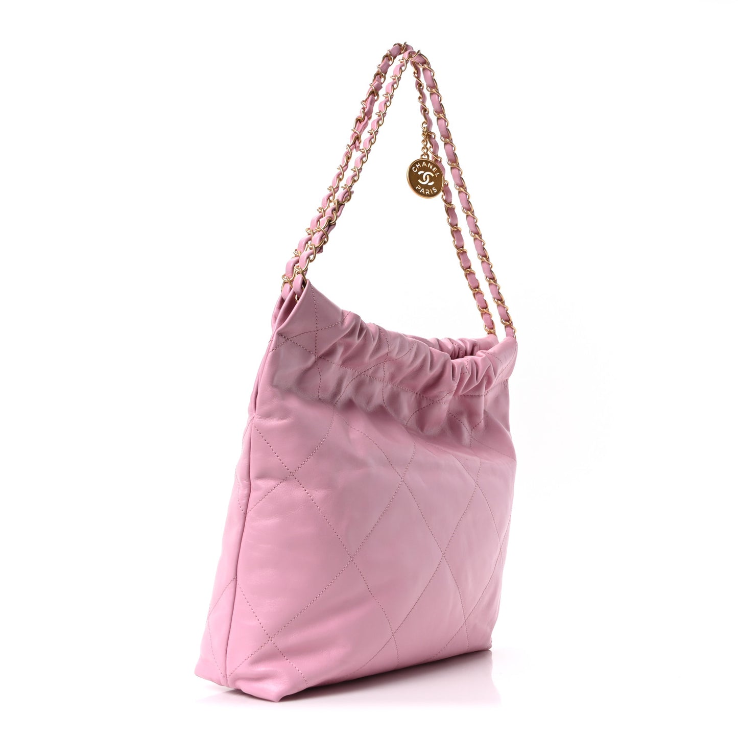 Shiny Calfskin Quilted Small Chanel 22 Dark Pink