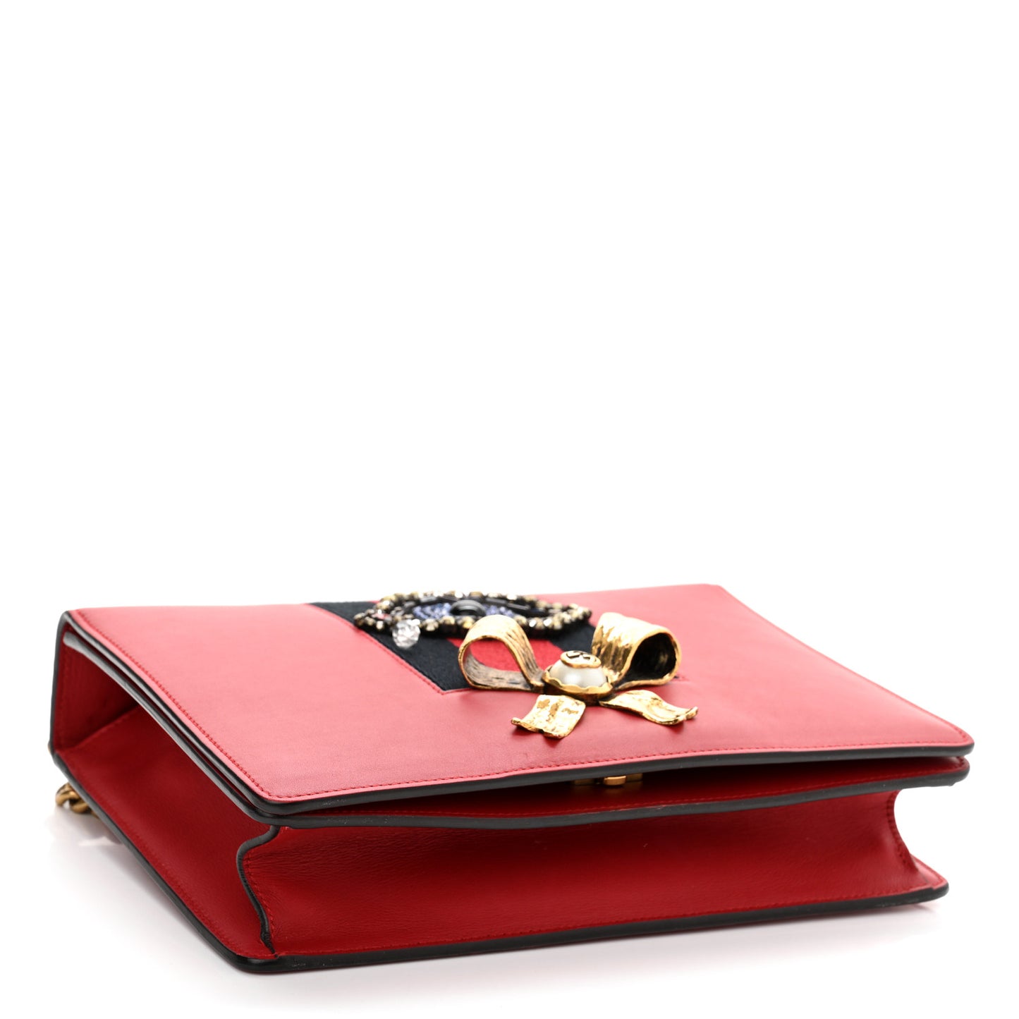 Calfskin Web Medium Peony Chain Shoulder Bag Red