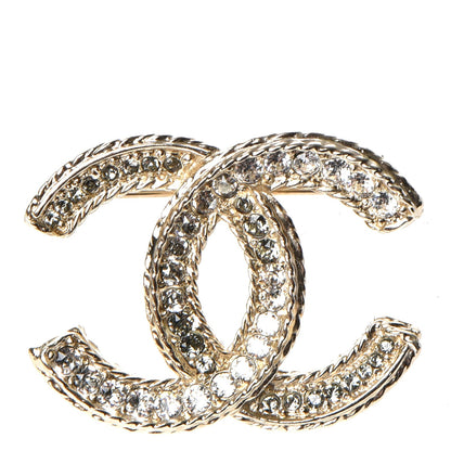 Chanel Crystal CC Brooch Light Gold 1 of 6