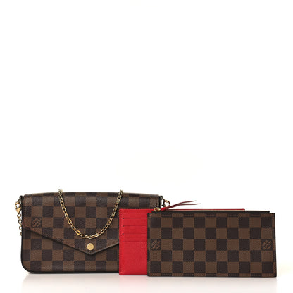 Louis Vuitton Damier Ebene Pochette Felicie Chain Wallet 1 of 9