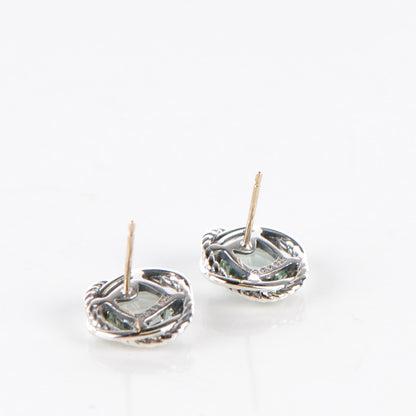 David Yurman Sterling Silver Prasiolite 7mm Infinity Earrings 3 of 5