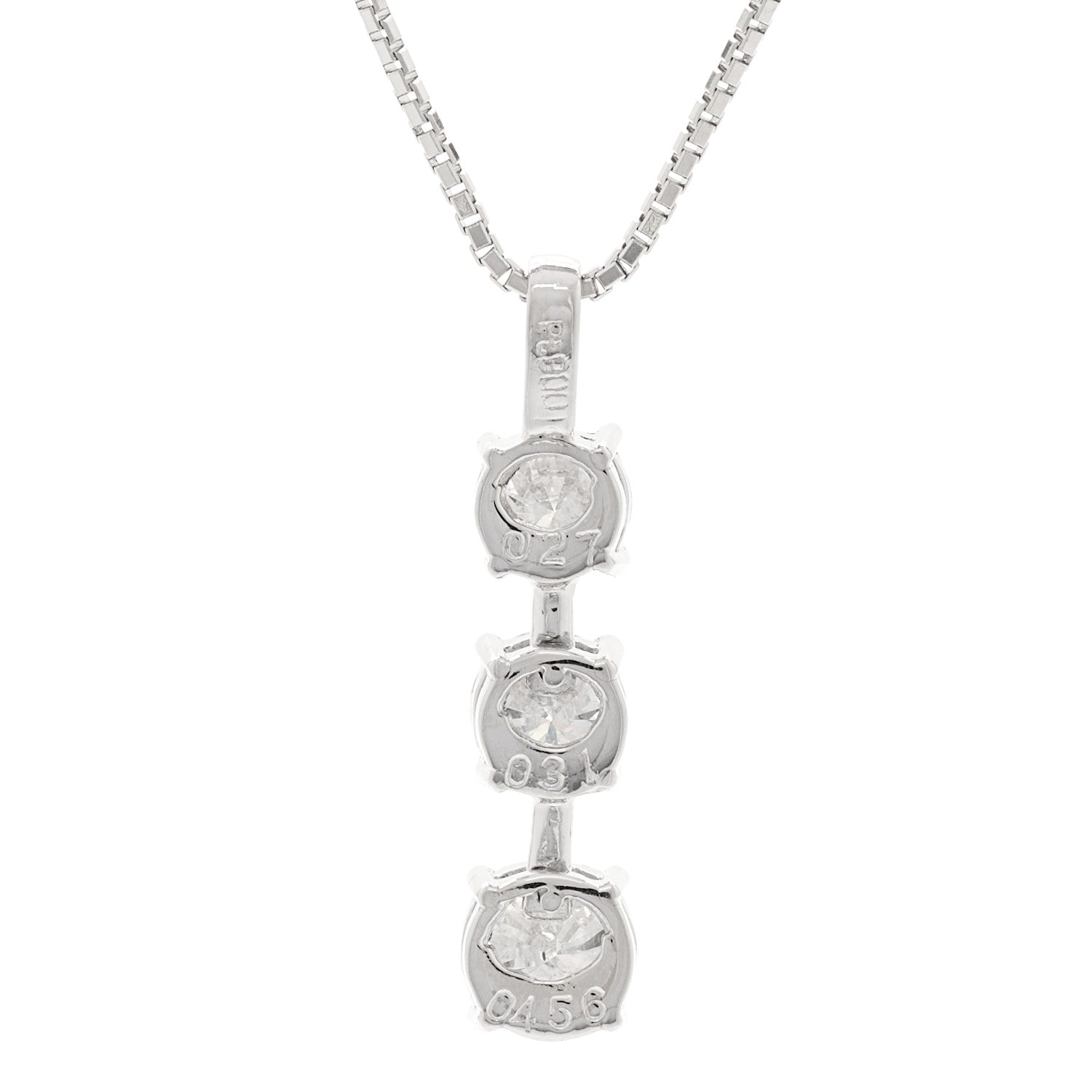 Parker & West by FASHIONPHILE Platinum Diamond 1.03ctw Graduate Triple Drop Pendant Necklace 5 of 6