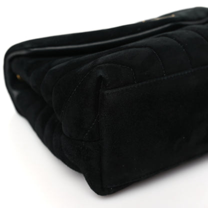 Saint Laurent Suede Calfskin Y Quilted Monogram Small Loulou Chain Satchel Black 9 of 10