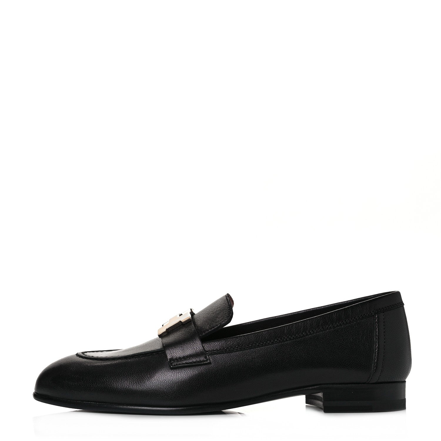 Hermes Goatskin Womens Paris Loafers 36 Black 1 of 9