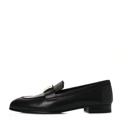 Hermes Goatskin Womens Paris Loafers 36 Black 1 of 9
