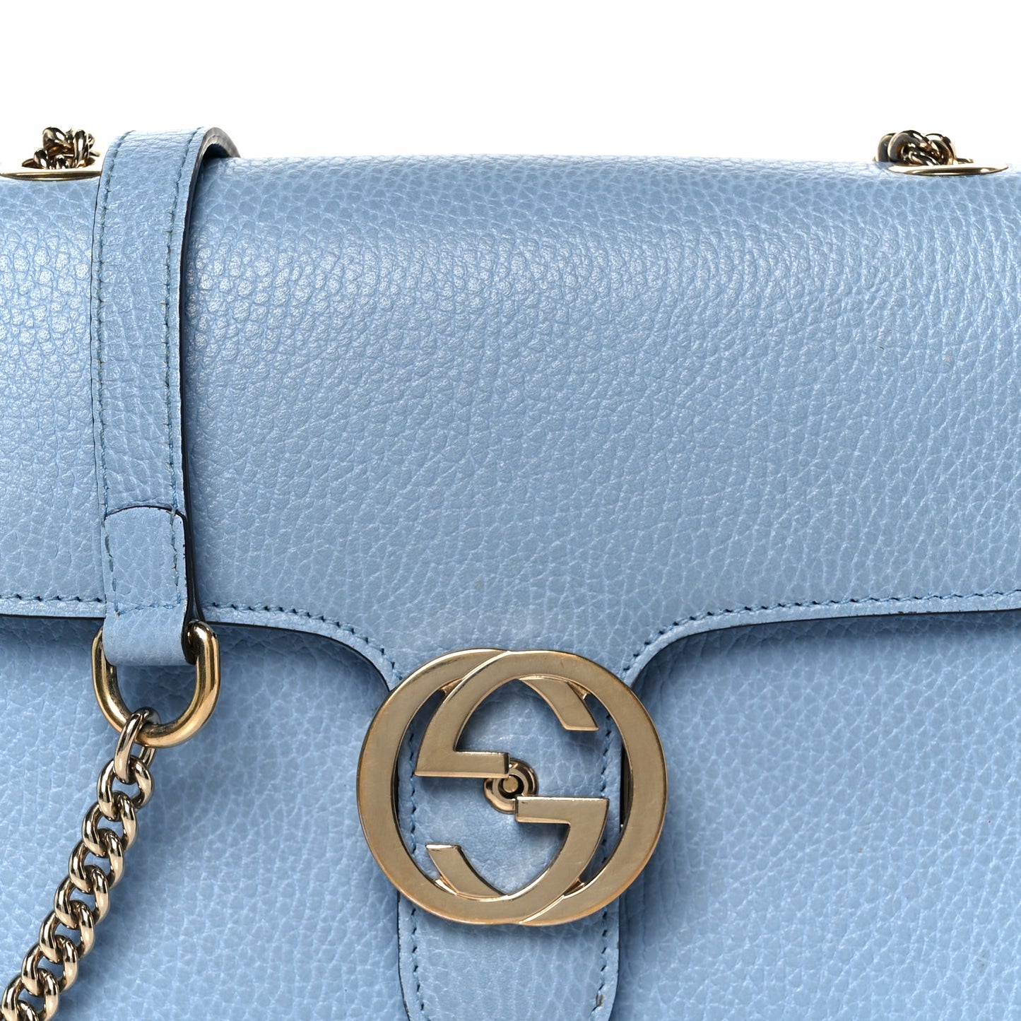 Dollar Calfskin Small Interlocking G Shoulder Bag Mineral Blue