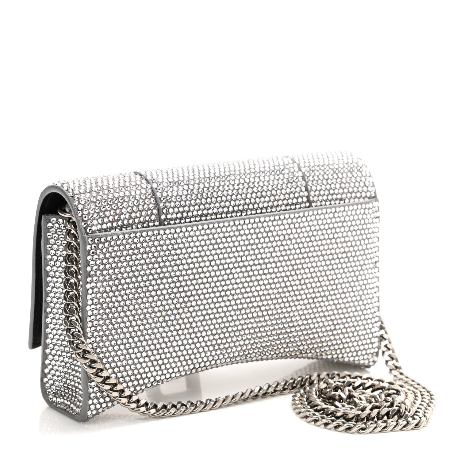 Balenciaga Strass Suede Hourglass Chain Bag Smoke Grey Crystal 3 of 9