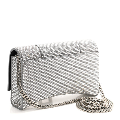 Balenciaga Strass Suede Hourglass Chain Bag Smoke Grey Crystal 3 of 9
