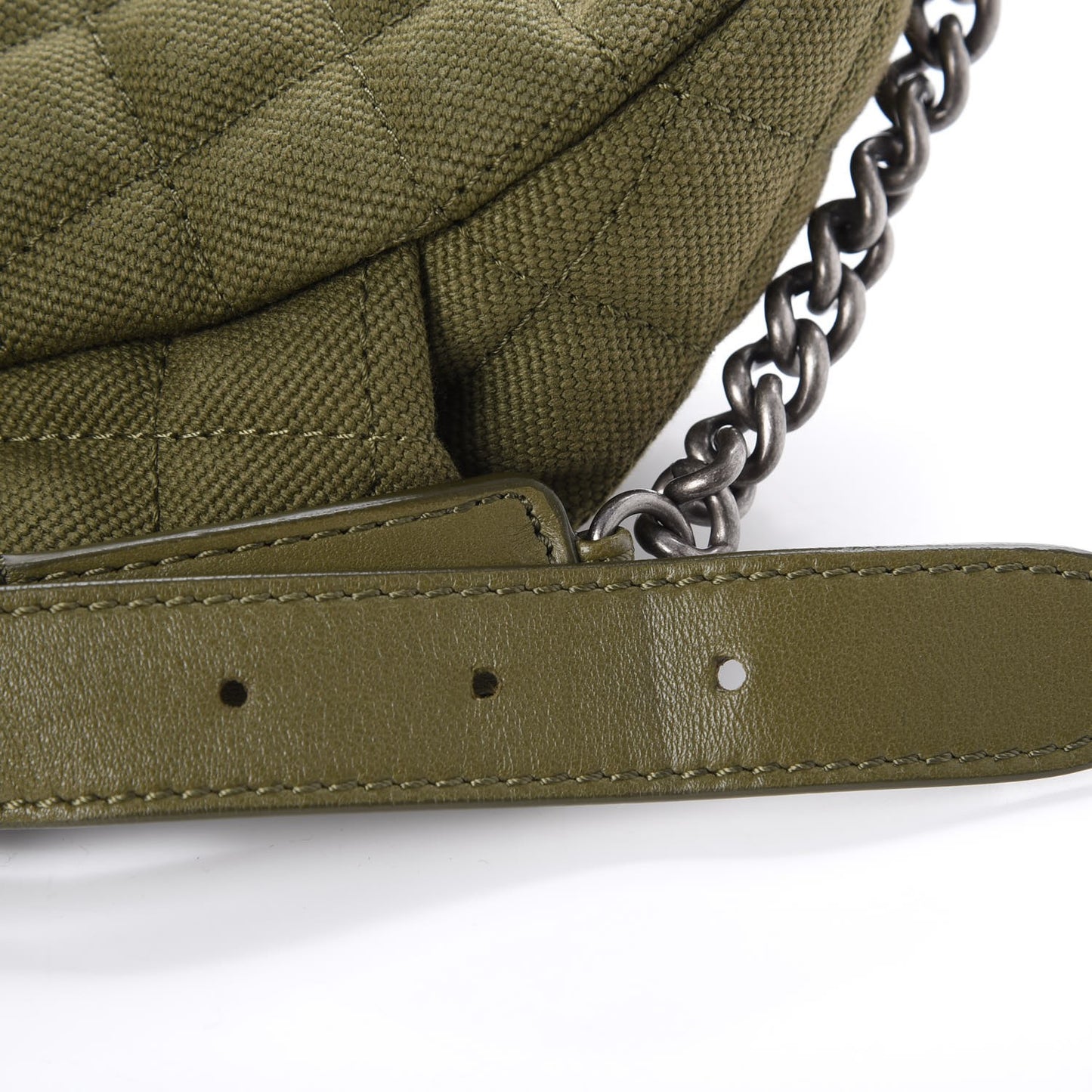 Canvas Lambskin Quilted Coco Cuba Charms Waist Bag Khaki