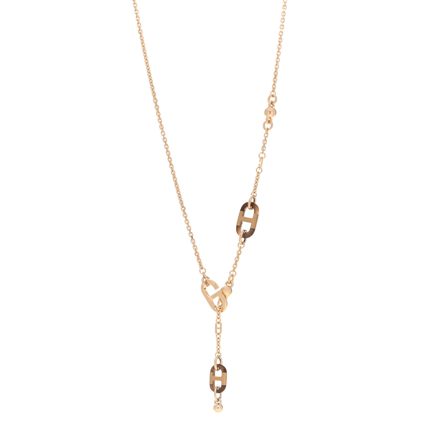 Hermes Lacquered Horn Permabrass Sur Mer Necklace Small Model Gold Black 1 of 7