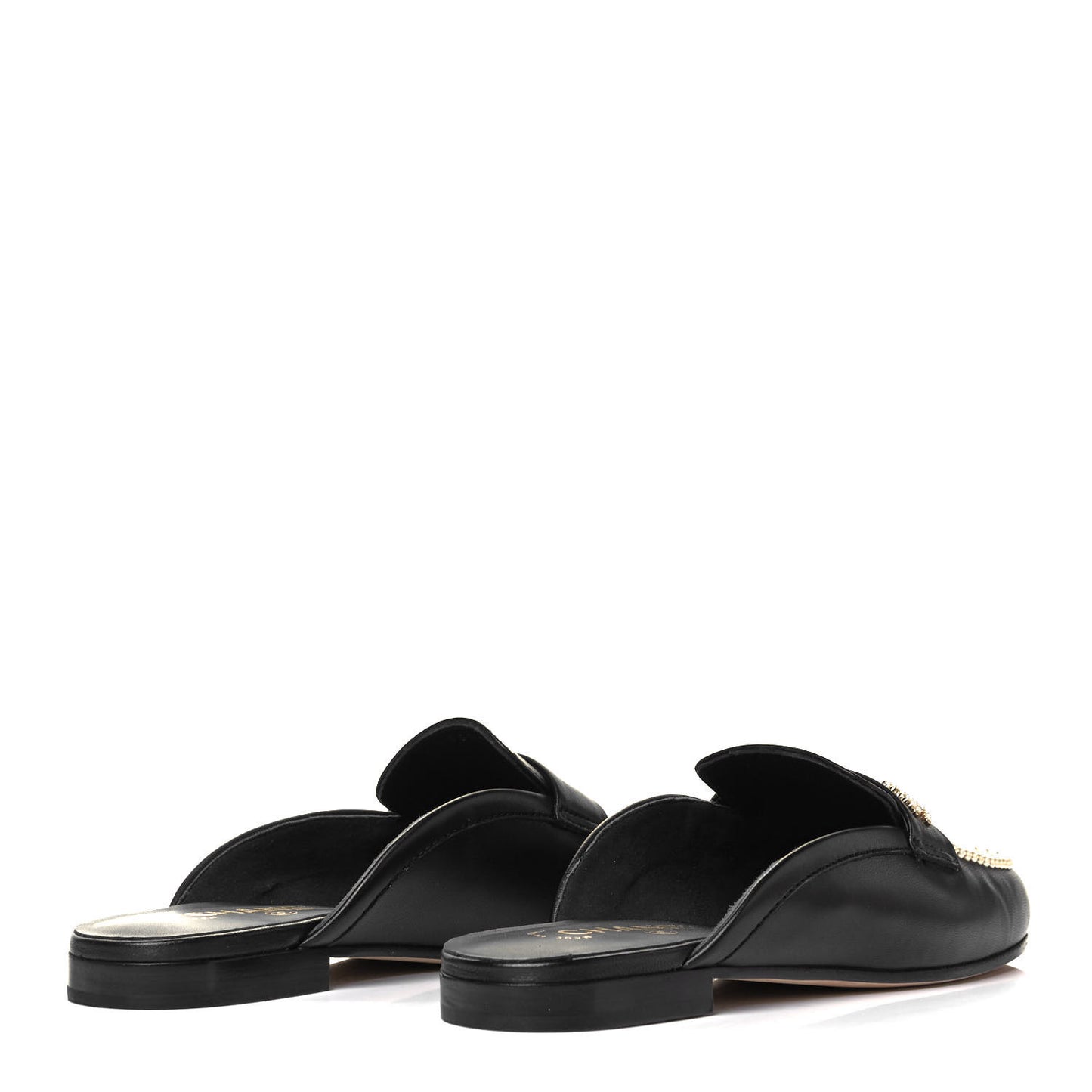 Lambskin Pearl CC Mules 38 Black