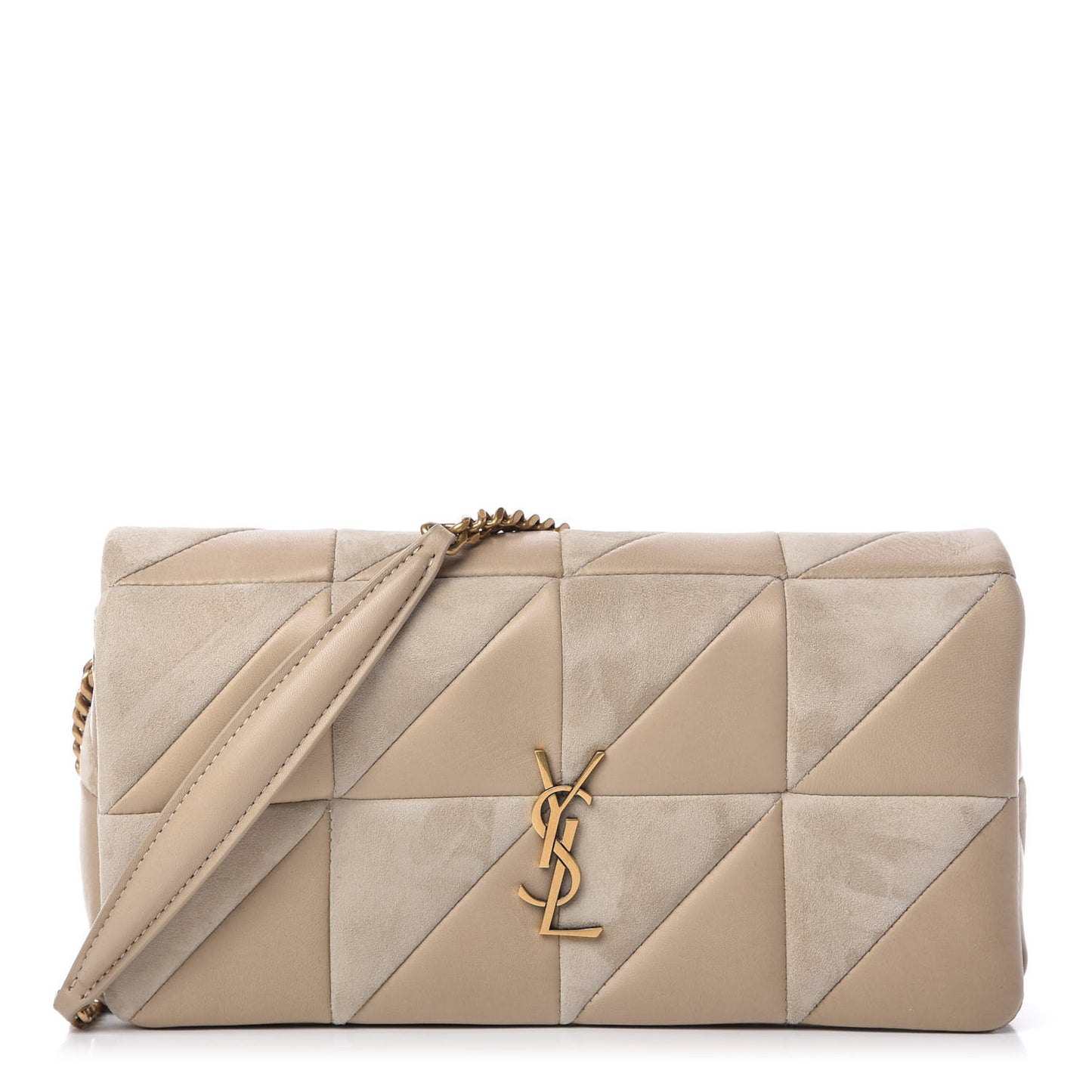 Lambskin Suede Patchwork Monogram Medium Jamie Baguette Sea Salt