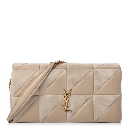 Saint Laurent Lambskin Suede Patchwork Monogram Medium Jamie Baguette Sea Salt 1 of 11