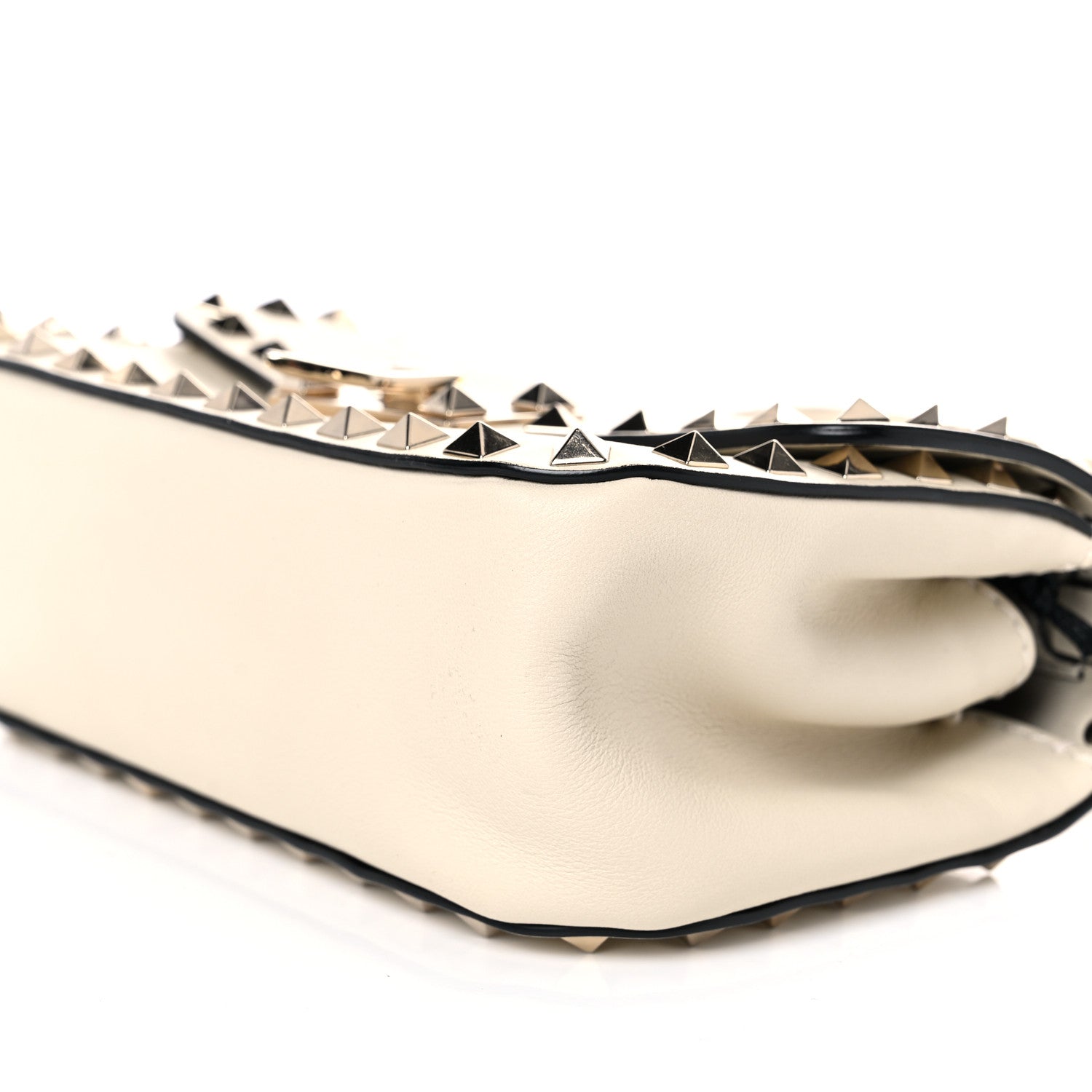 Valentino Garavani Vitello Mini Rockstud Flap Saddle Crossbody Bag Light Ivory 8 of 9
