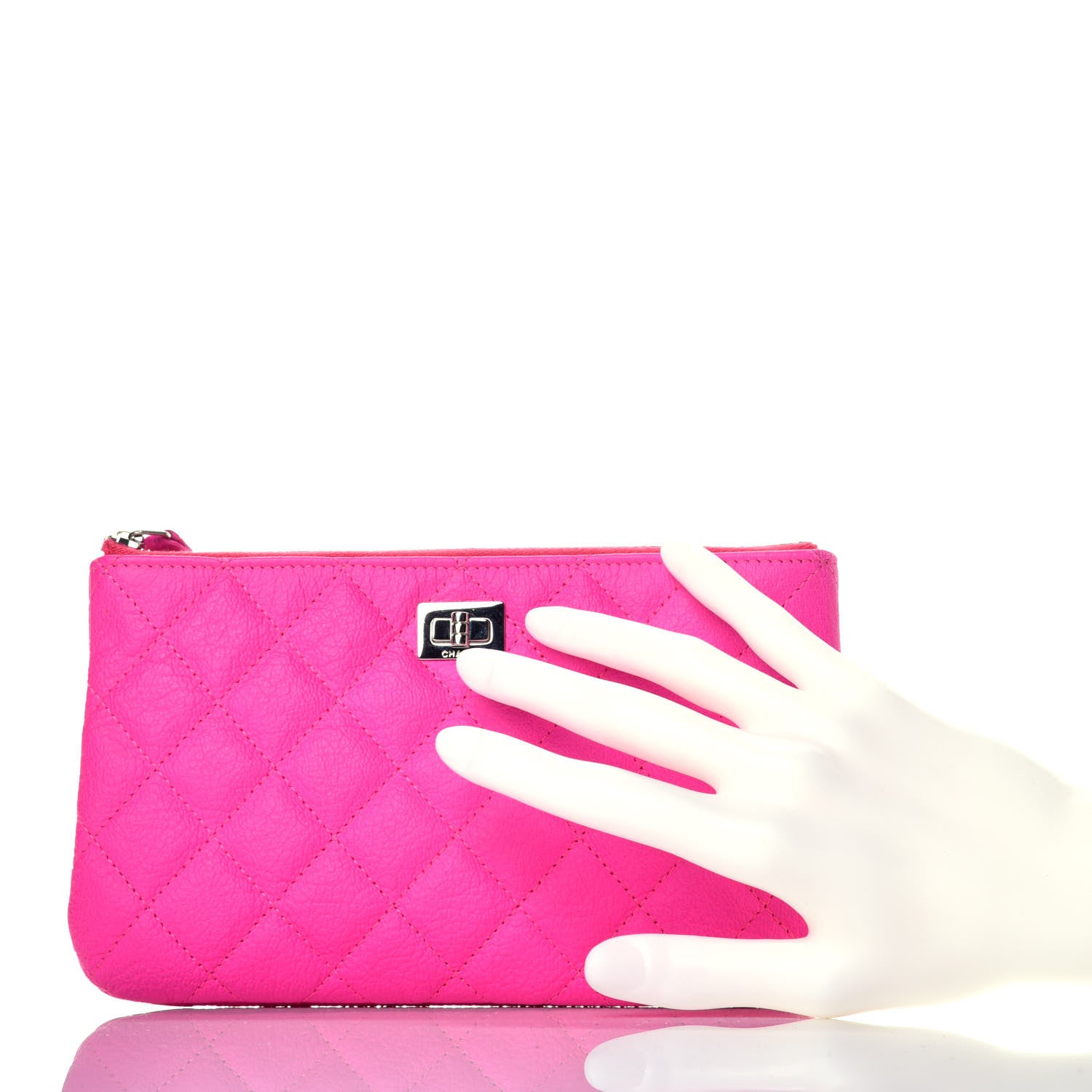 Chanel Goatskin Quilted Medium Reissue Cosmetic Case Pink 2 of 11