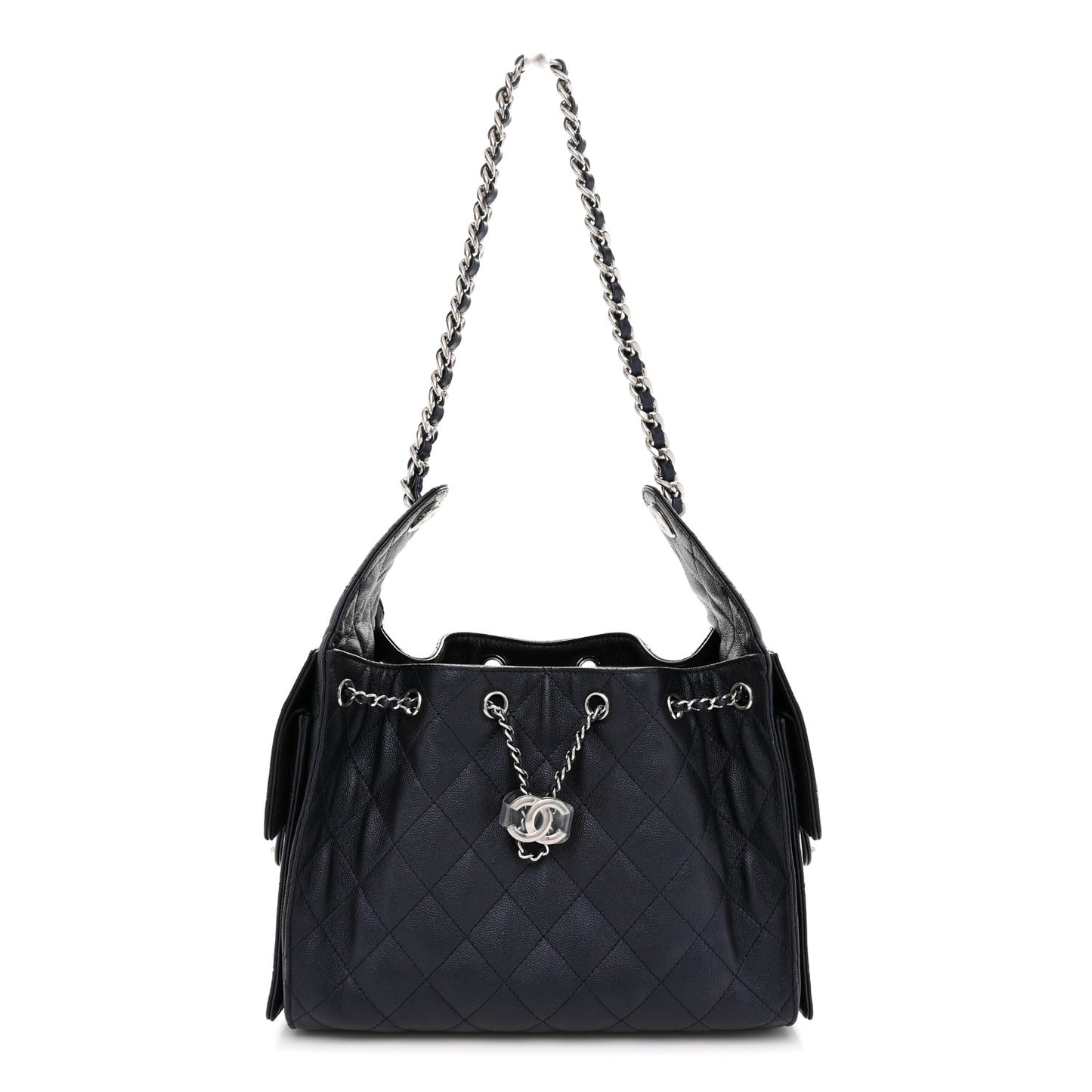Caviar Quilted Small Chanel 25 Handbag Dark Navy