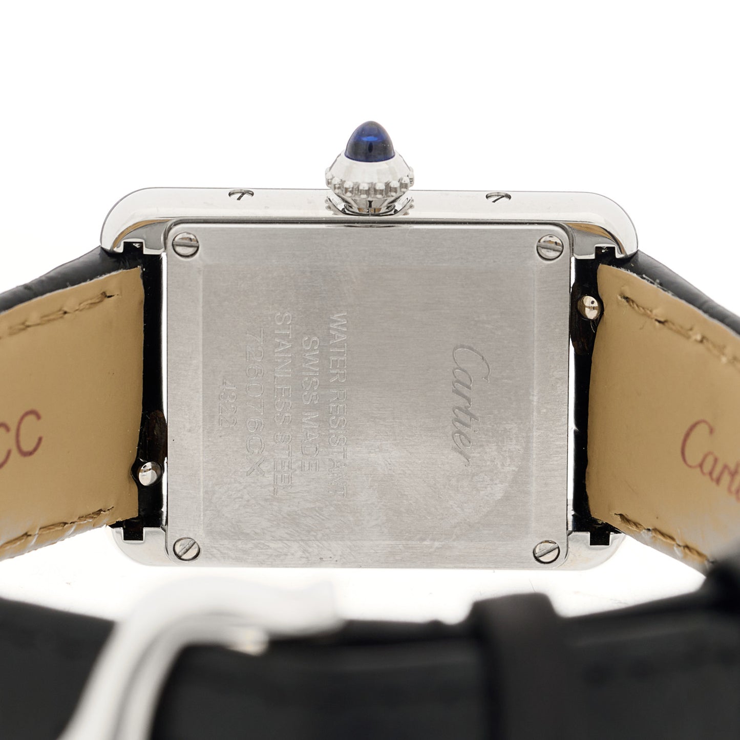 Stainless Steel Alligator 22mm Must de Cartier Tank Quartz Watch Black