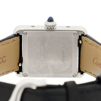 Cartier Stainless Steel Alligator 22mm Must de Cartier Tank Quartz Watch Black 4 of 5